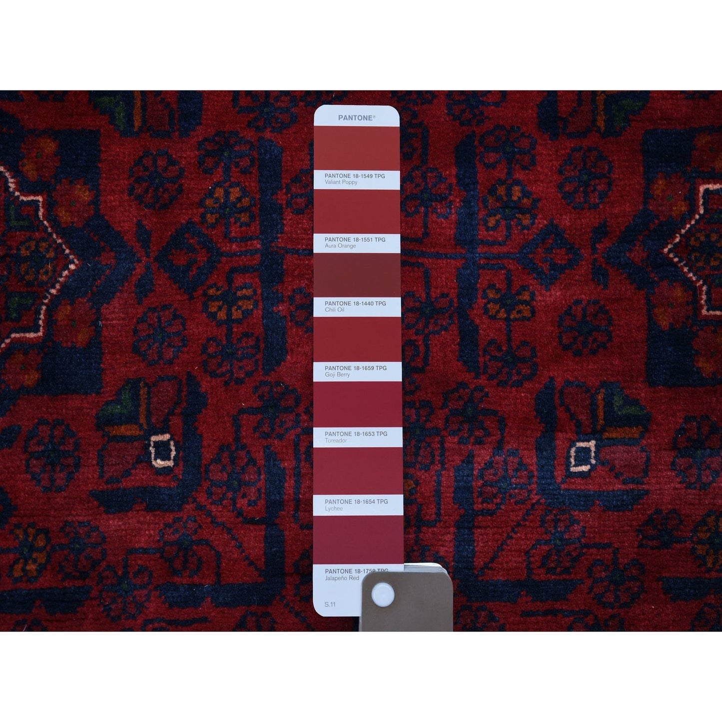 5'6"X8' Deep Red Afghan Khamyab Soft And Shiny Wool Hand Knotted Rug