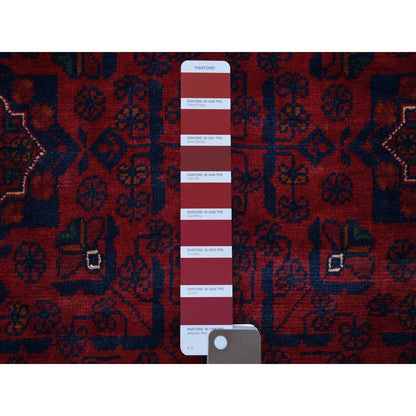 5'6"X8' Deep Red Afghan Khamyab Soft And Shiny Wool Hand Knotted Rug