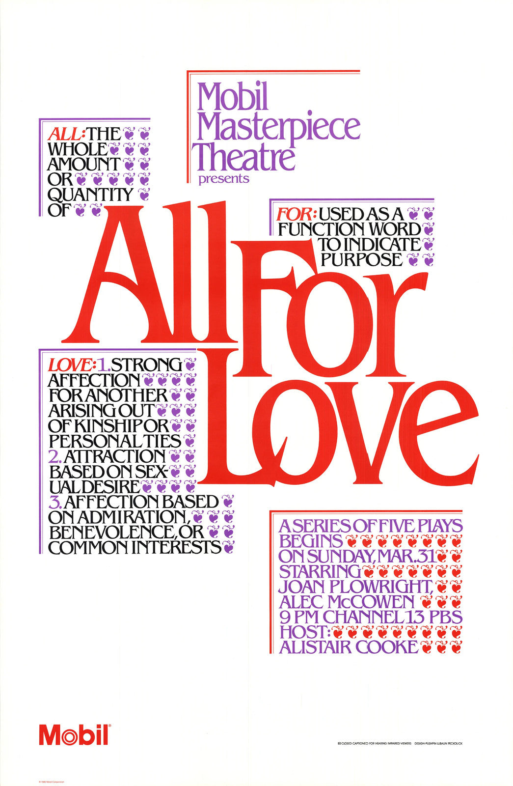 Studios Pushpin All For Love " Offset Lithograph