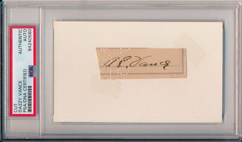 Dazzy Vance Hof Brooklyn Dodgers Signed Cut On 3X5 Index Card Psa/Dna 155393