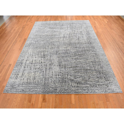 8'10"X12'2" Cloud Gray The Lost Branches Silk With Wool Hand Knotted Rug