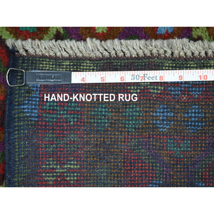 3'5"X4'8" Geometric Design Pure Wool Hand Made Colorful Afghan Tribal Rug