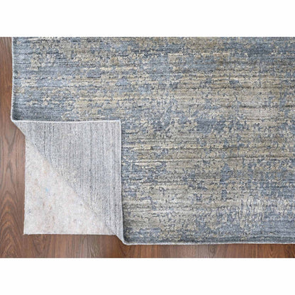 8'X10' Marengo Gray Modern Design Hand Loomed Wool And Bamboo Silk Rug