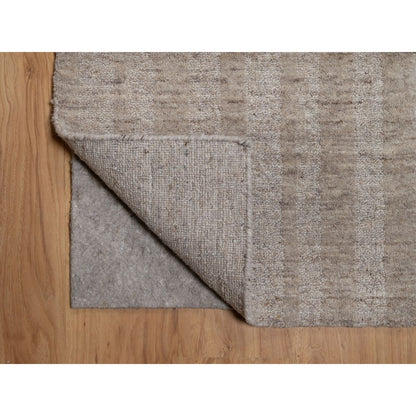 Rug 2'x3' Tan Brown Natural Wool Vertical Stripes Design Hand Loomed Mat