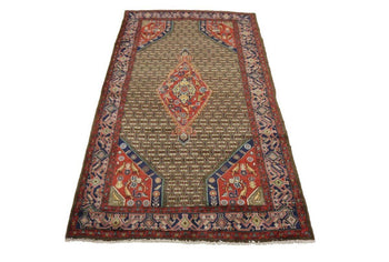 Handmade Vintage Tribal Oriental Rug Geometric