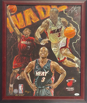 Dwyane Wade Autographed Framed 16X20 Canvas (Jsa)