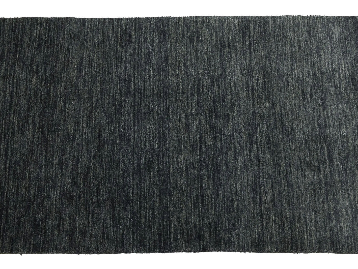 Solid Charcoal Hand-Loomed 3X12 Gabbeh Wool