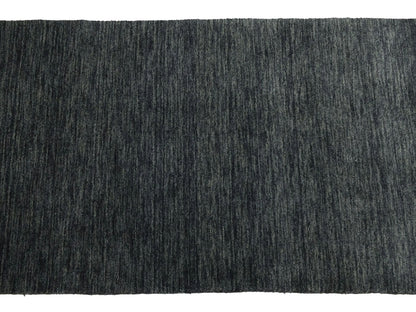 Solid Charcoal Hand-Loomed 3X12 Gabbeh Wool