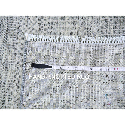 2'6"X23'4" Gray Grass Design Undyed Wool Hand Knotted Xl Runner Rug