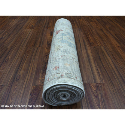2'10"X17'3" Hand Knotted Gray Angora Oushak With Pure Wool Xl Runner Rug