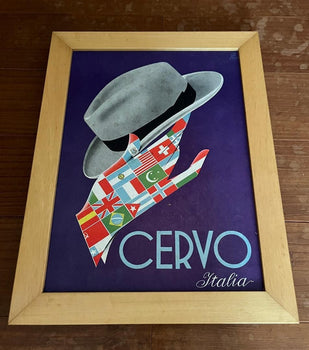 Vintage Cervo Italia Poster  Retro Hat & Flags Art Print  Framed Italian