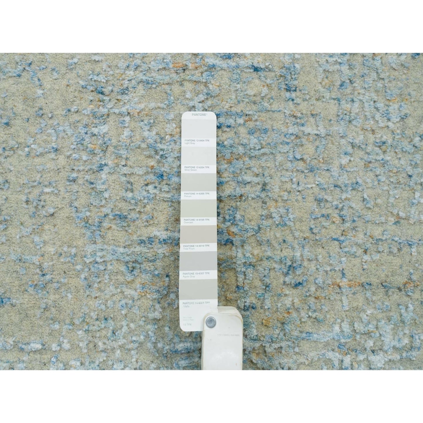 2'6"X12' Gray Modern Jacquard Hand Loomed Wool And Silk Runner Rug