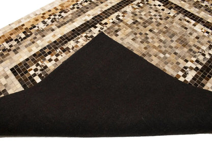 8X10 Ft Contemporary Multicolored Cowhide Leather
