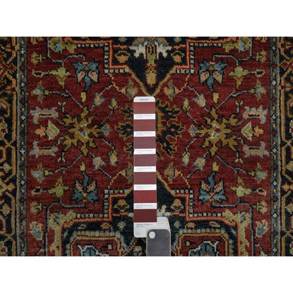 2'7"X8' Red Soft Wool Rug Antiqued Fine Heris Revival Hand Knotted Runner