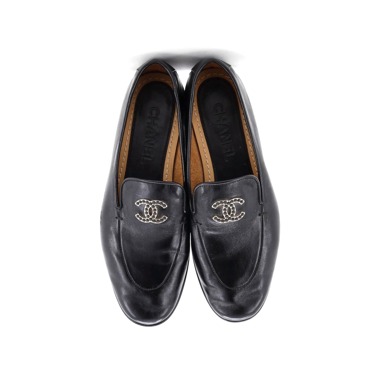 Chanel Women'S Cc Mocassin Loafers Leather With Metal