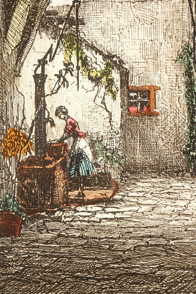 Herta Czernik-Kobanz Gzonning Original Etching With Hand Coloring  Signed