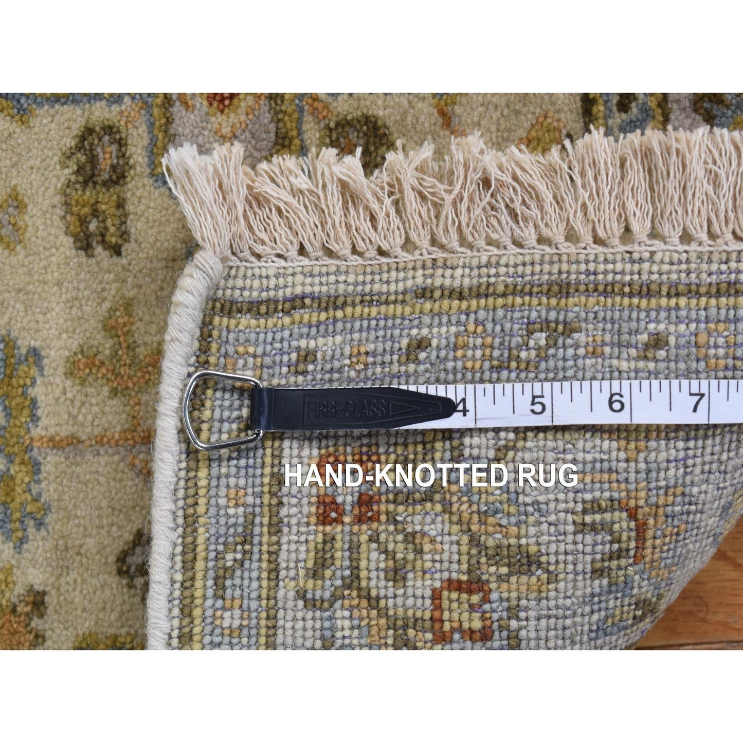 3'X5'1" Acoustic White Wool Hand Knotted Karjihooz Design Runner Rug