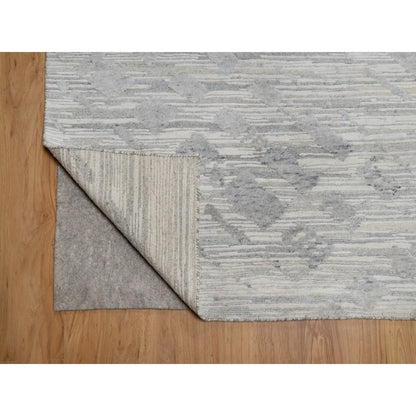 8'X10'2" Cream White Modern Design Hand Knotted Undyed Natural Wool Rug
