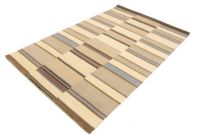 Hand-Tufted Multicolored Stripes Rug Modern Wool
