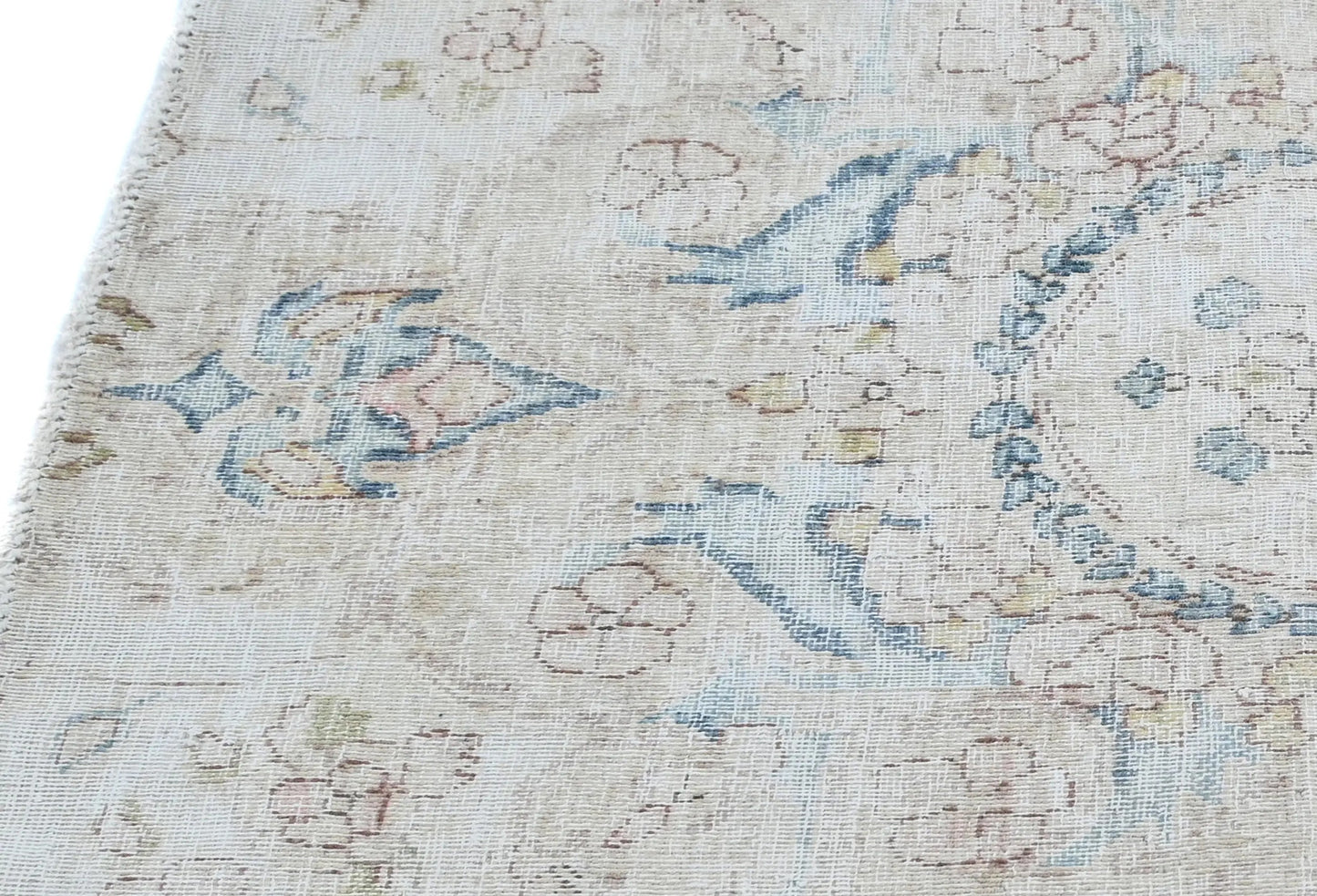 Muted Cream Floral Design Semi-Antique 2'6X2'11 Oriental Rug