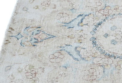 Muted Cream Floral Design Semi-Antique 2'6X2'11 Oriental Rug
