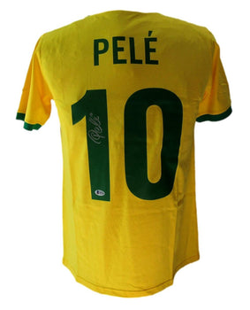 Pele Signed/Autographed Custom Gold Cbd Soccer Jersey Beckett 200971