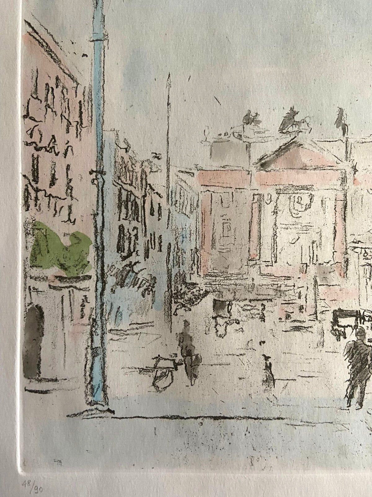 Michele Cascella Hand-Signed Watercolor Etching