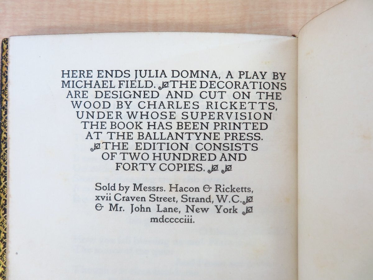 Julia Domna, A Play' By Michael Field (1/240),