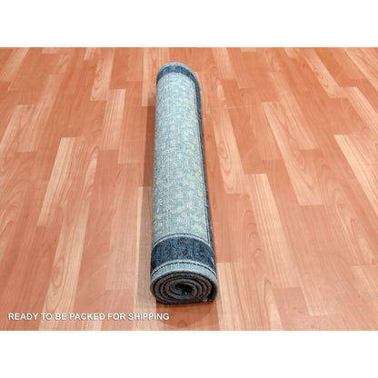 3'1"X5'2" Blue Modern Design Hand Knotted Natural Wool Oriental Rug