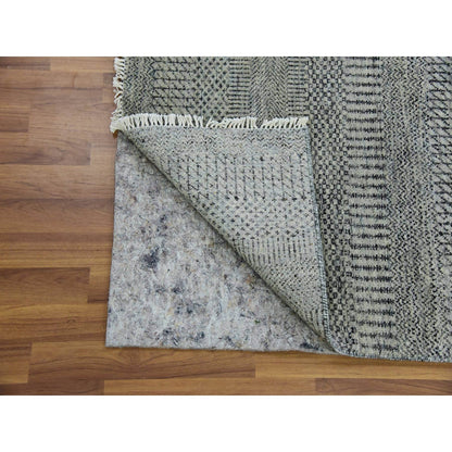 2'8"X20' Owl Gray Hand Knotted Grass Design Xl Runner Undyed Wool Rug