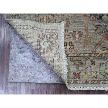 4'X6' Gray Hand Knotted Afghan Angora Oushak All Over Pattern Wool Rug