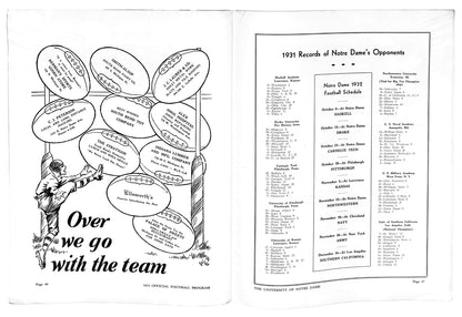 11/12/1932 Northwestern Vs. Notre Dame Program