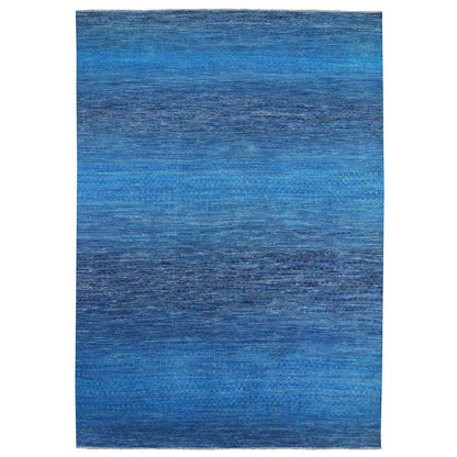10'X14'3" Blue Modern Chiaroscuro Collection Pure Wool Hand Knotted Rug