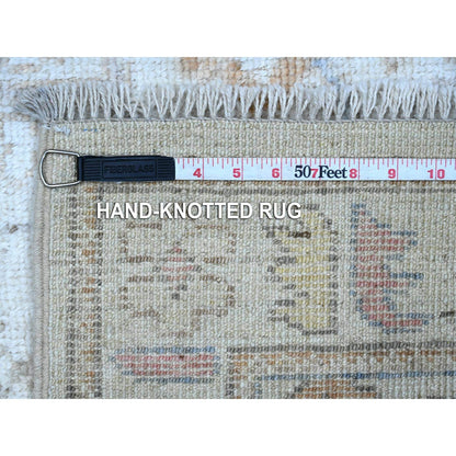 2'10"X10' White Sand Afghan Angora Oushak Wool Weft Runner Oriental Rug
