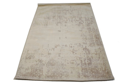 Distressed Cream Floral Design 4X6 Hand-Loomed