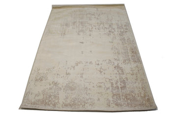 Distressed Cream Floral Design 4X6 Hand-Loomed