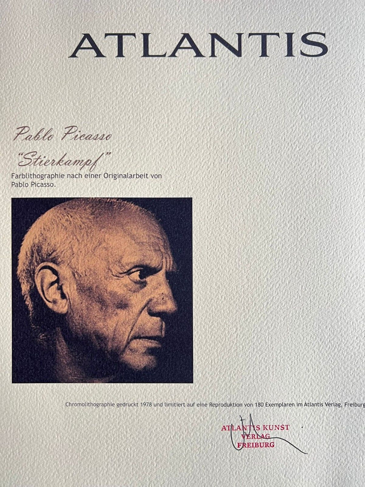 Pablo Picasso Lithograph 'Corrida' Signed Numbered Coa In Pencil