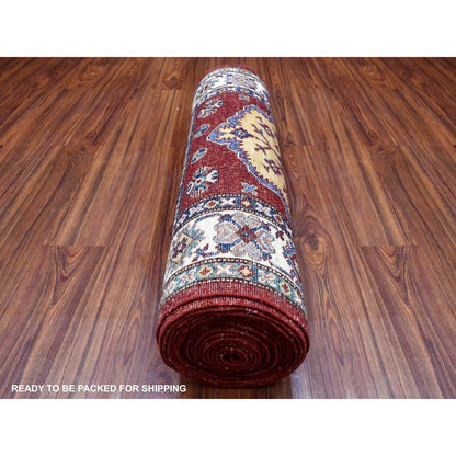 2'10"X23' Deep Red Super Kazak Hand Knotted Wool Oriental Xl Runner Rug