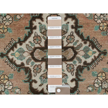 3'3"X10'4" Brown Vintage Farsian Worn Wool Hand Knotted Runner Rug