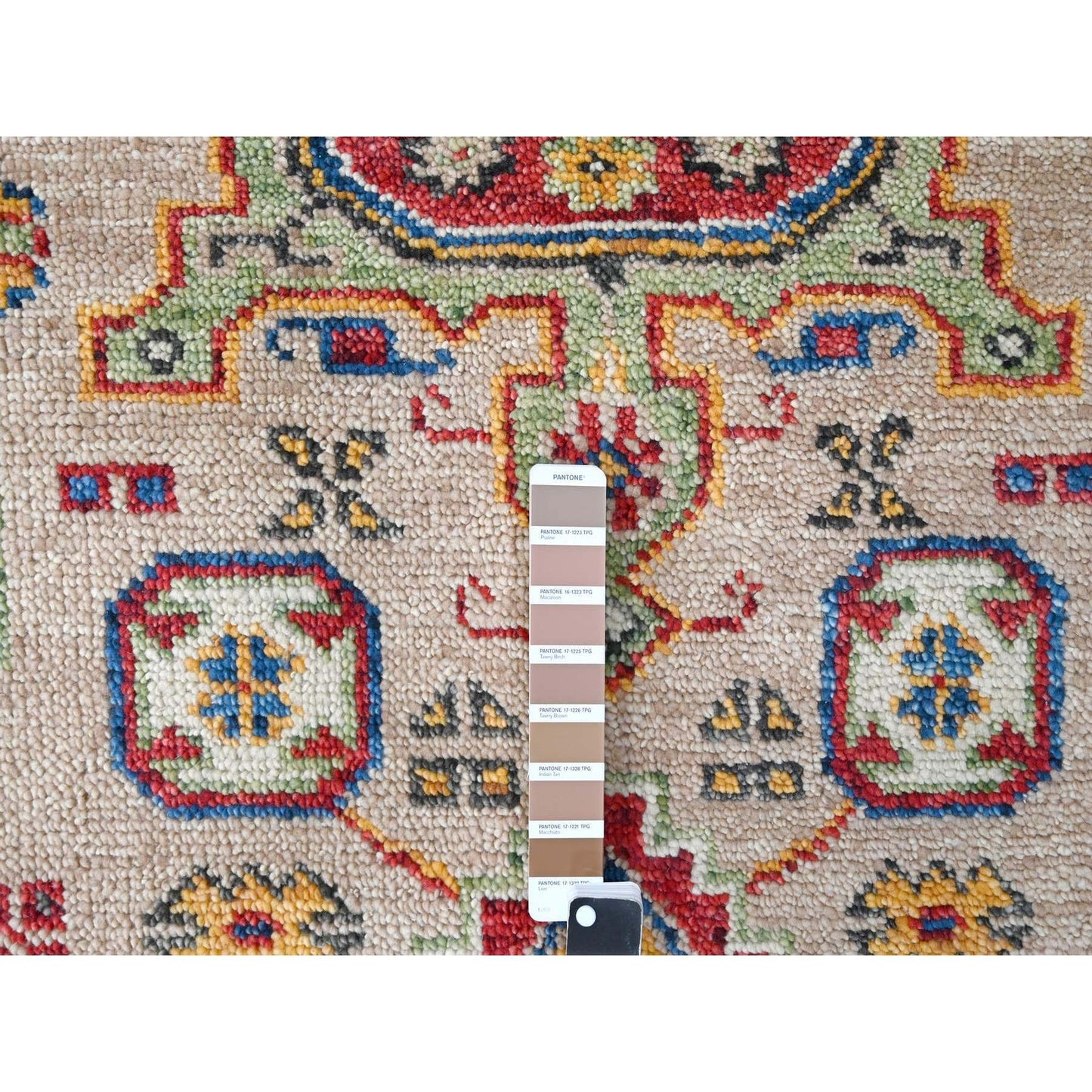 9'X11'10" Buttery Brown Geometric Design Wool Hand Knotted Oriental Rug