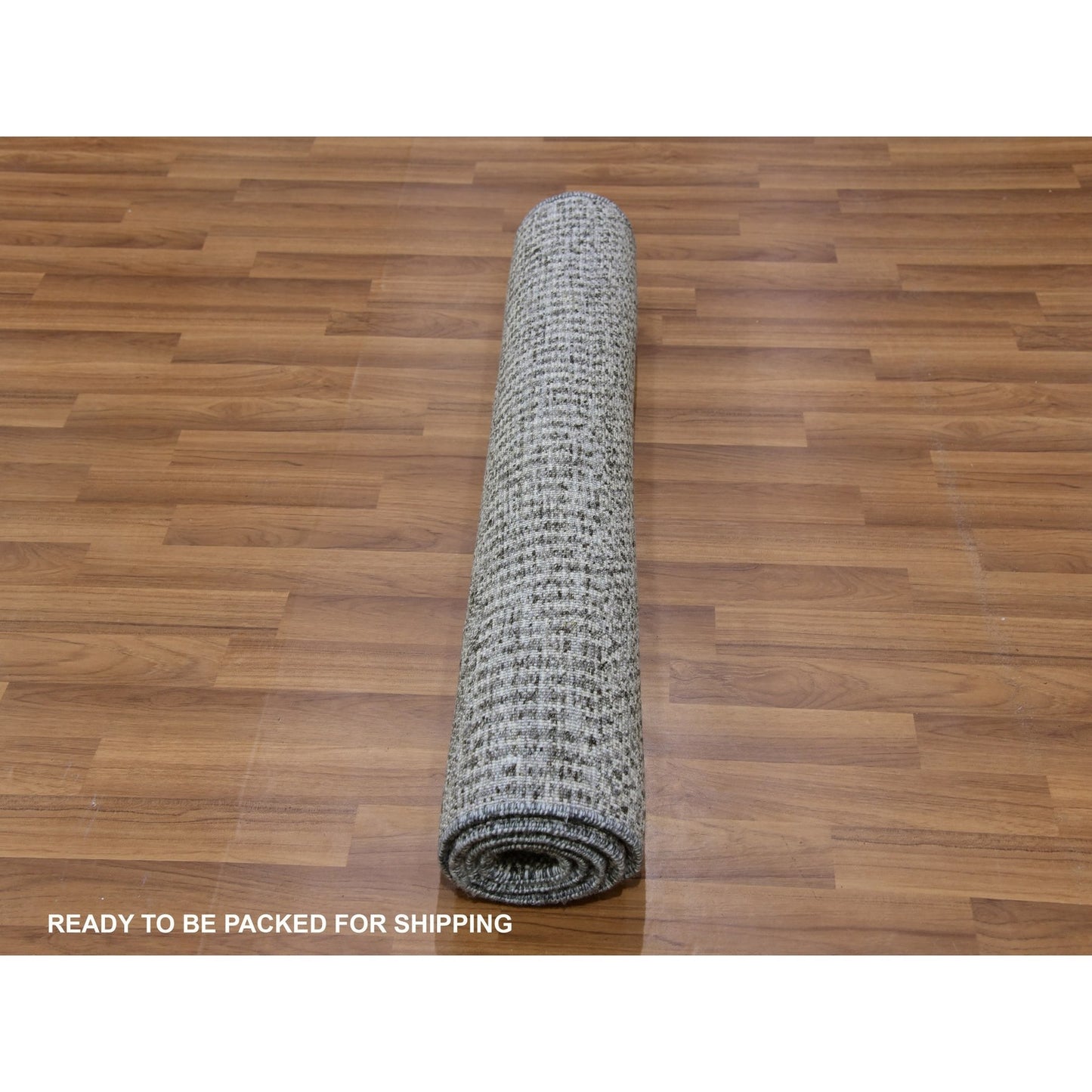 3'X5' Graphite Gray Grass Design Pure Undyed Wool Hand Knotted Rug