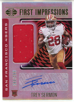 Trey Sermon Autographed 2021 Panini Illusions First Impressions Rookie Patch Car