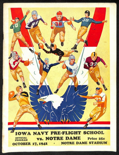 1942 Iowa Navy School Vs Notre Dame Vintage