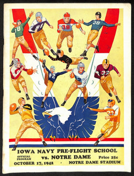 1942 Iowa Navy School Vs Notre Dame Vintage