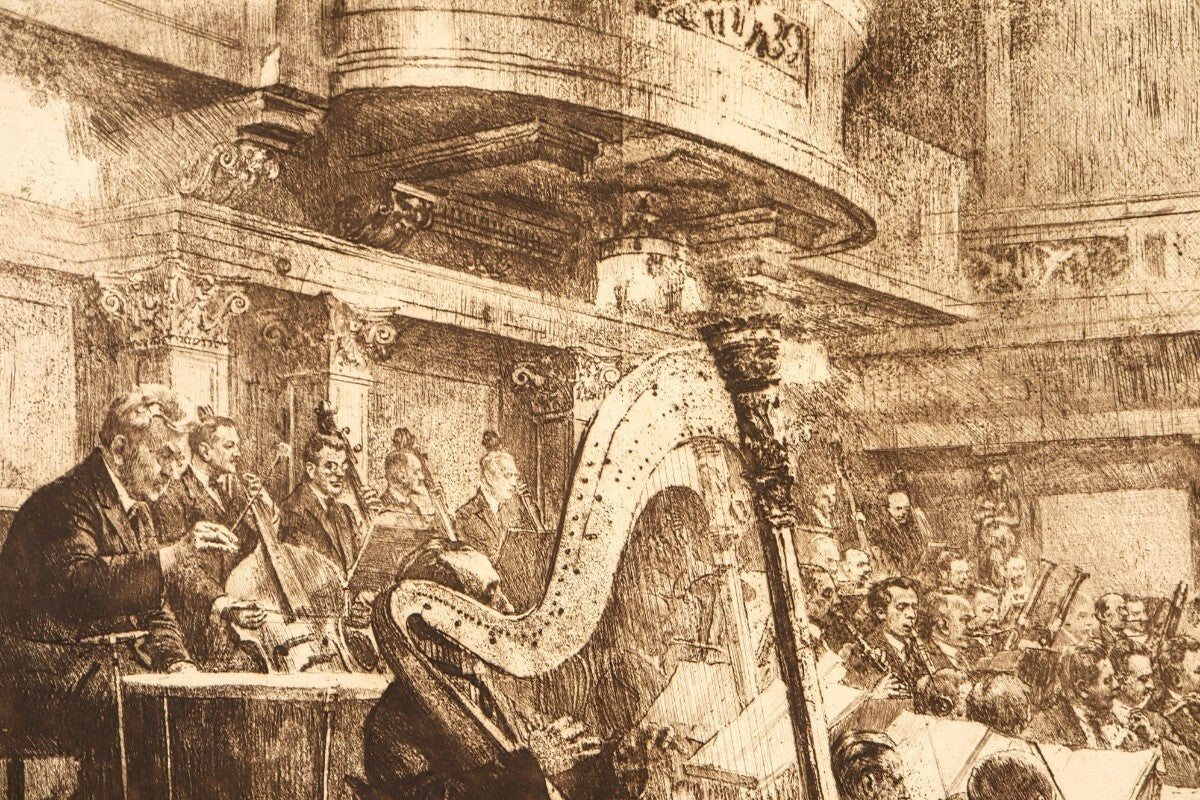 Ferdinand Schmutzer 1926 Original Etching -Wiener Philharmoniker Austrian Signed