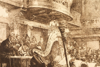 Ferdinand Schmutzer 1926 Original Etching -Wiener Philharmoniker Austrian Signed