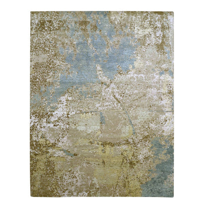 9'X11'10" Shades Of Brown Abstract Design 100% Wool Hand Knotted Rug