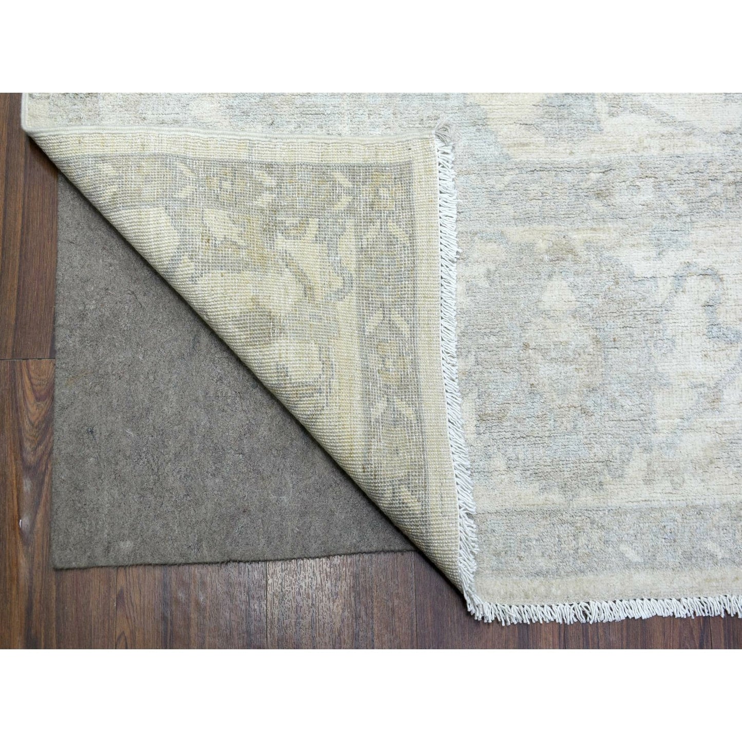 8'3"x9'8" Ivory White Wash Peshawar Organic Wool Hand Knotted Rug