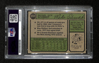 1974 Topps Mike Schmidt Phillies Card #283 Signed