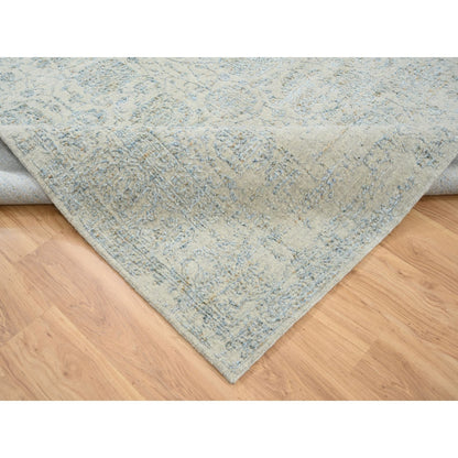 8'1"X10' Gray Jacquard Hand Loomed Wool And Silk Tebraz Design Rug